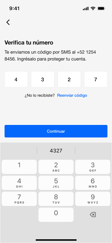 La verificación por SMS confirma el acceso dentro del paso de identidad.