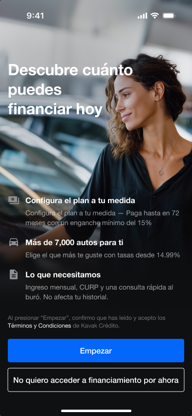 La etapa de activación introduce financiamiento dentro de un journey de compra.