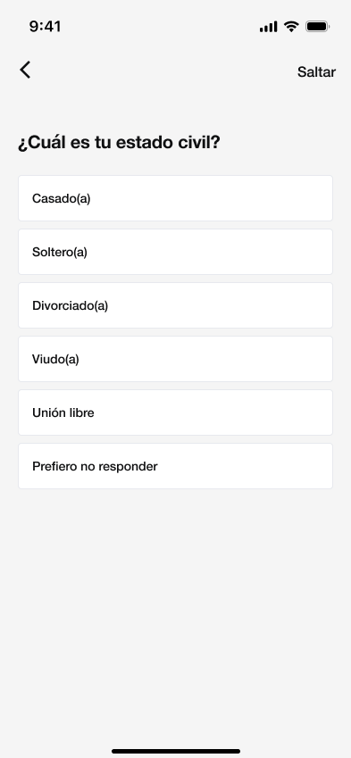 El estado civil continúa el perfil financiero progresivo.