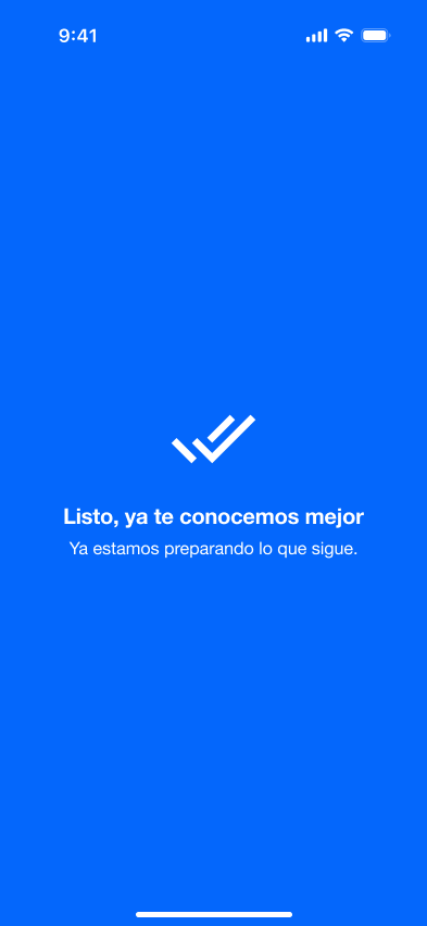 El estado de personalización completa resuelve el onboarding en un estado de producto más relevante.